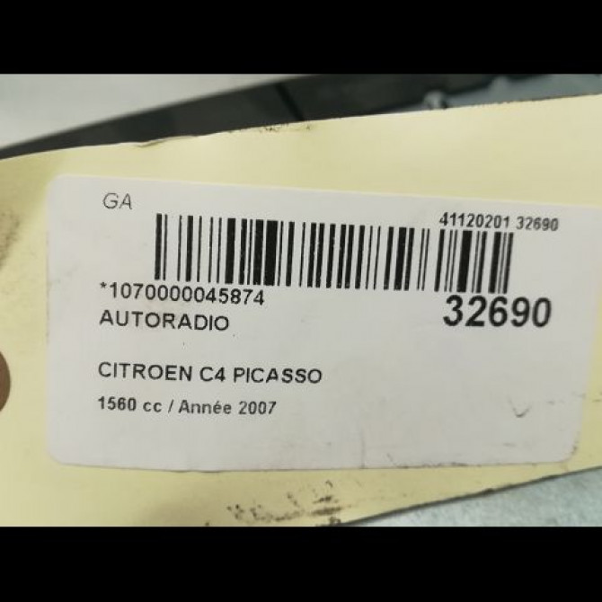 Autoradio occasion CITROEN C4 PICASSO I Phase 1 01-2007->10-2013 1.6 HDi 16v 110ch 657924 4