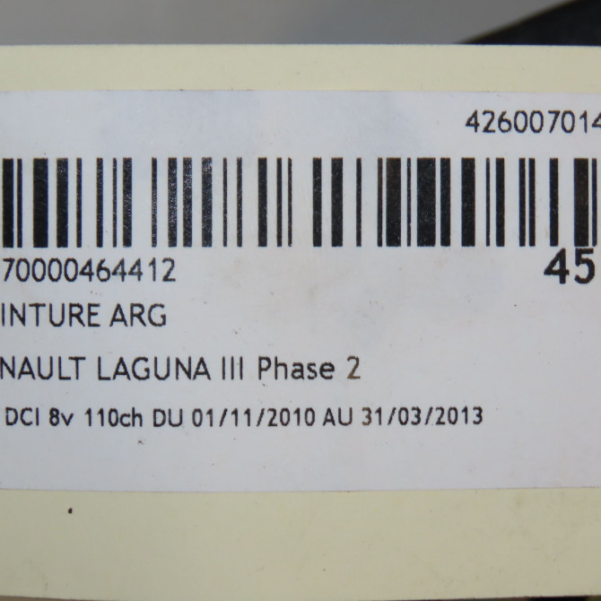 Ceinture arrière gauche occasion RENAULT LAGUNA III Phase 2 11-2010->03-2013 1.5 DCI 8v 110ch 888404337R 3