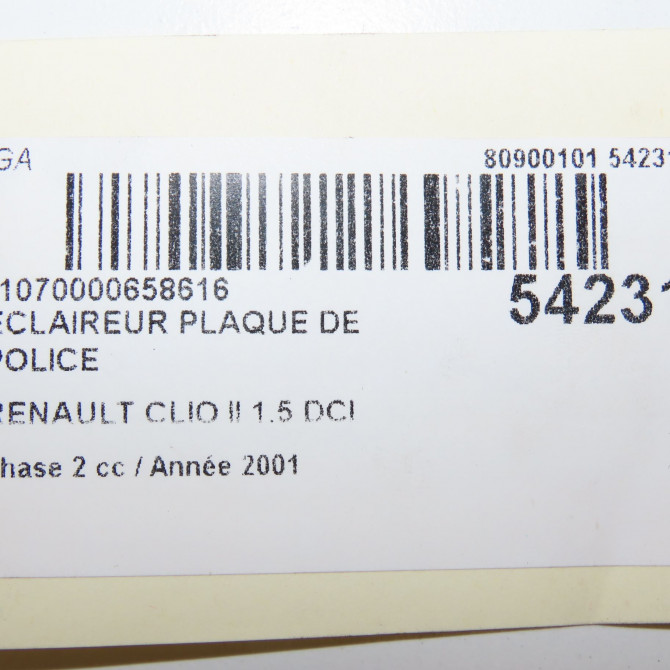 Eclaireur plaque de police occasion RENAULT CLIO II Phase 2 06-2001->07-2006 1.5 DCI 65ch 5