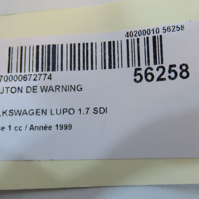 Bouton de warning occasion VOLKSWAGEN LUPO Phase 1 10-1998->06-2005 1.7 SDI 6X0953235A20H 5