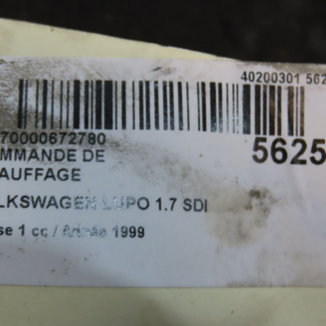 Commande de chauffage occasion VOLKSWAGEN LUPO Phase 1 10-1998->06-2005 1.7 SDI 1J0819045F 6