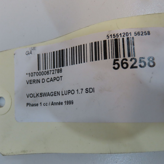Verin d capot occasion VOLKSWAGEN LUPO Phase 1 10-1998->06-2005 1.7 SDI 6E0823359D 3