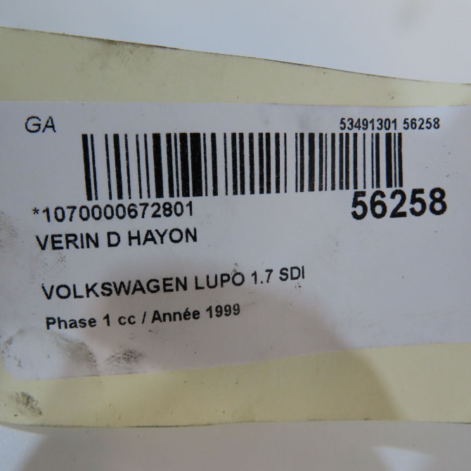 Verin droit hayon occasion VOLKSWAGEN LUPO Phase 1 10-1998->06-2005 1.7 SDI 8L0823359 3