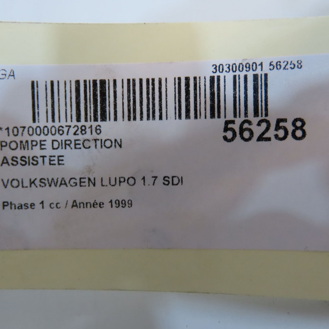 Pompe direction assistee occasion VOLKSWAGEN LUPO Phase 1 10-1998->06-2005 1.7 SDI 6N0145157 4