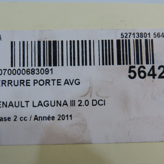 Serrure porte avg occasion RENAULT LAGUNA III Phase 2 11-2010->03-2013 2.0 DCI 16v 130ch 805010004R 5