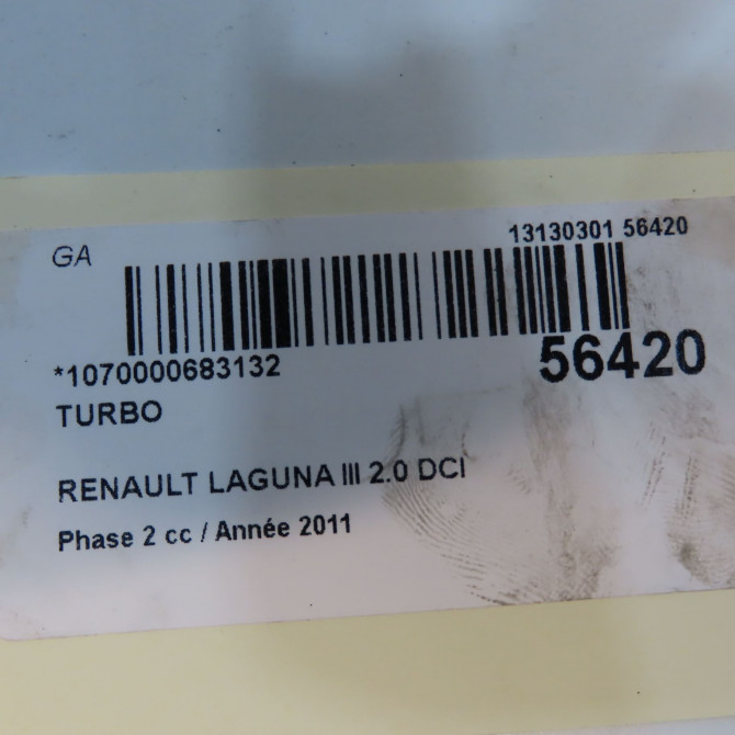 Turbo occasion RENAULT LAGUNA III Phase 2 11-2010->03-2013 2.0 DCI 16v 130ch 7701478918 5