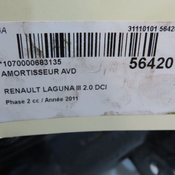 Amortisseur avant droit occasion RENAULT LAGUNA III Phase 2 11-2010->03-2013 2.0 DCI 16v 130ch 543027068R 6
