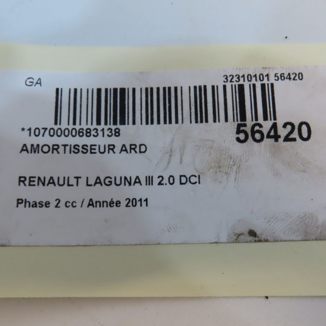 Amortisseur arrière droit occasion RENAULT LAGUNA III Phase 2 11-2010->03-2013 2.0 DCI 16v 130ch 562100008R 4