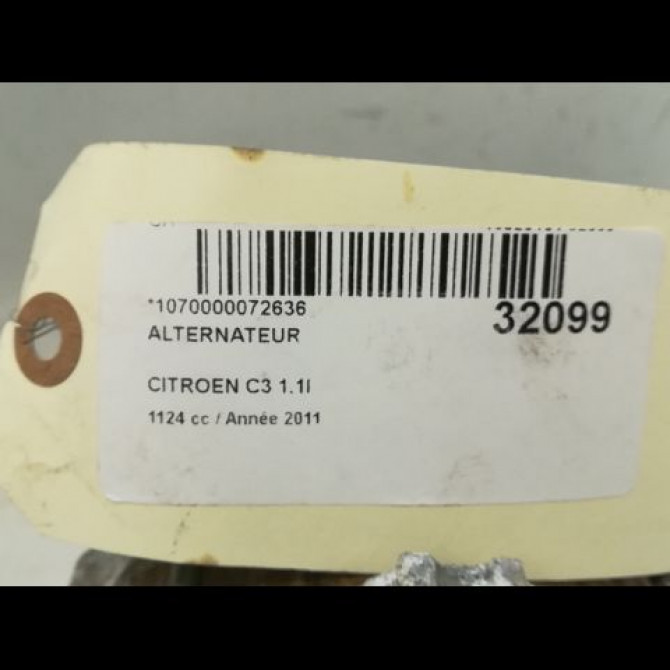 Alternateur occasion CITROEN C3 II Phase 1 11-2009->02-2013 1.1i 60ch 5705KW 5