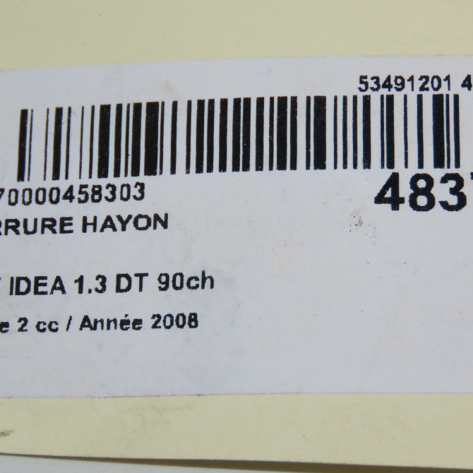 Serrure hayon occasion FIAT IDEA Phase 1 04-1995->04-1999 1.3 DT 90ch 51829409 5