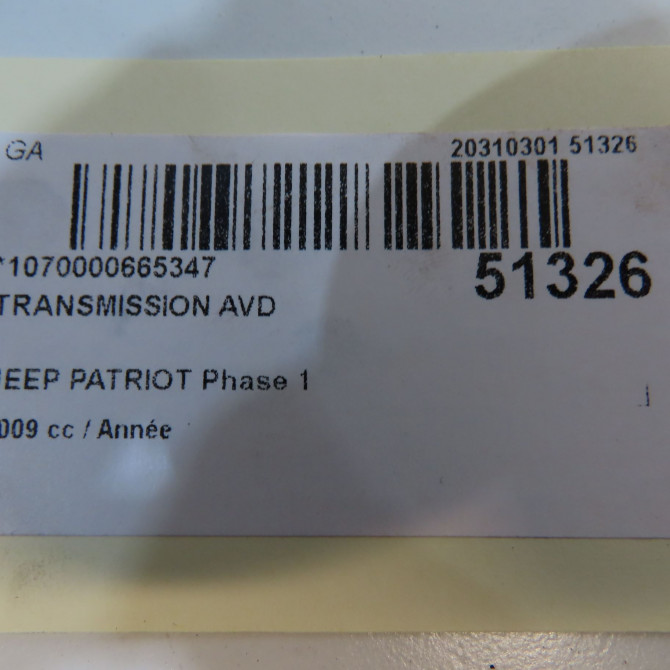 Transmission avant droite occasion JEEP PATRIOT Phase 1 11-2007->12-2010 5