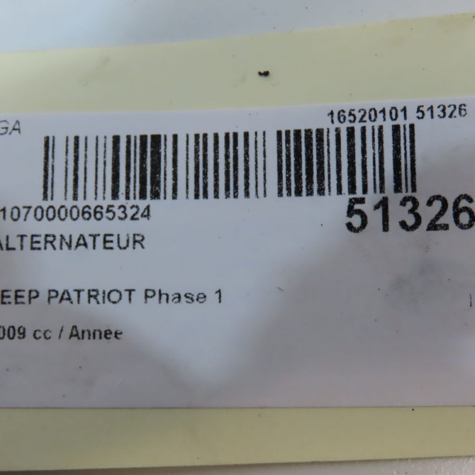 Alternateur occasion JEEP PATRIOT Phase 1 11-2007->12-2010 5