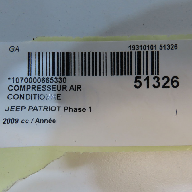 Compresseur air conditionne occasion JEEP PATRIOT Phase 1 11-2007->12-2010 6