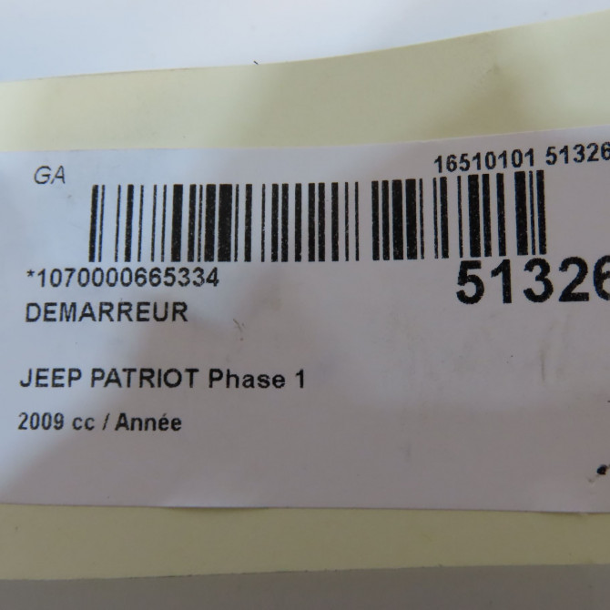 Démarreur occasion JEEP PATRIOT Phase 1 11-2007->12-2010 6