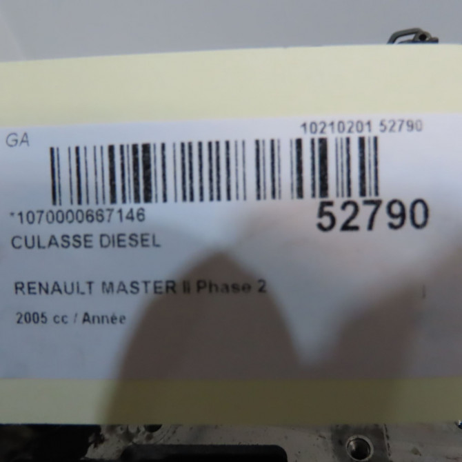Culasse diesel occasion RENAULT MASTER II Phase 2 11-2003->10-2006 6