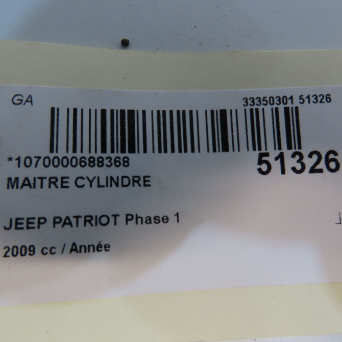 Maitre cylindre occasion JEEP PATRIOT Phase 1 11-2007->12-2010 5