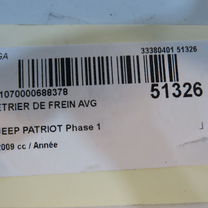 Etrier de frein avant gauche occasion JEEP PATRIOT Phase 1 11-2007->12-2010 4
