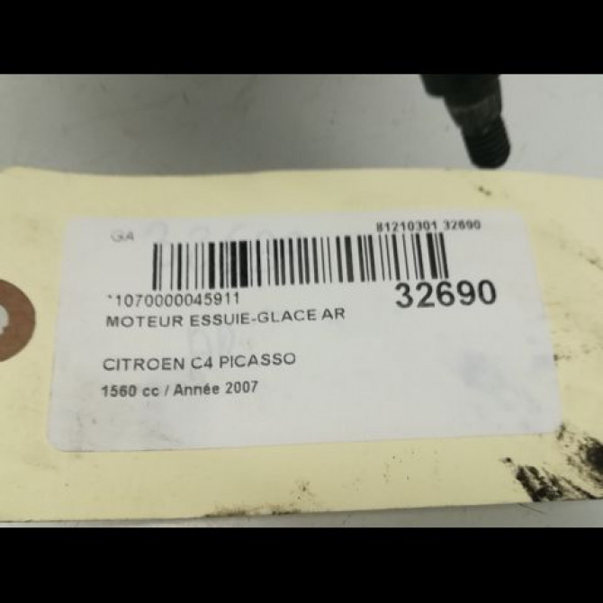 Moteur essuie-glace arrière occasion CITROEN C4 PICASSO I Phase 1 01-2007->10-2013 1.6 HDi 16v 110ch 6405S2 6