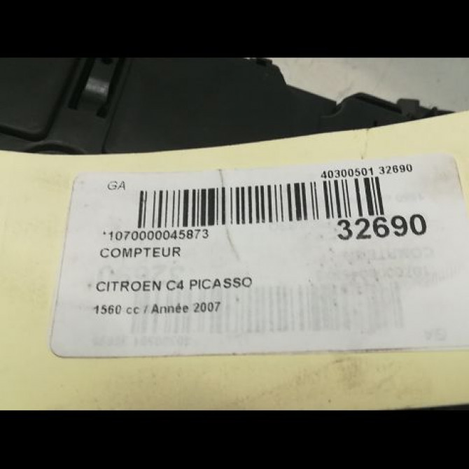 Compteur occasion CITROEN C4 PICASSO I Phase 1 01-2007->10-2013 1.6 HDi 16v 110ch 6103V0 6