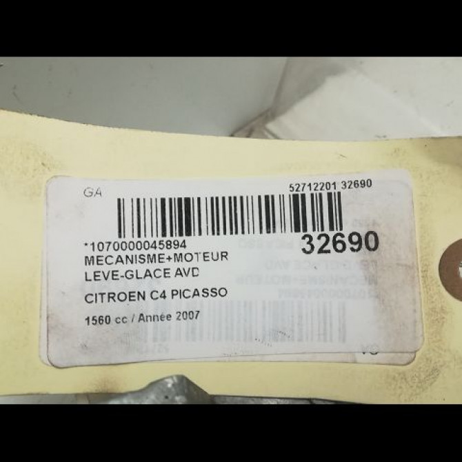 Mecanisme + moteur lève-glace avant droit occasion CITROEN C4 PICASSO I Phase 1 01-2007->10-2013 1.6 HDi 16v 110ch 9222CT 5