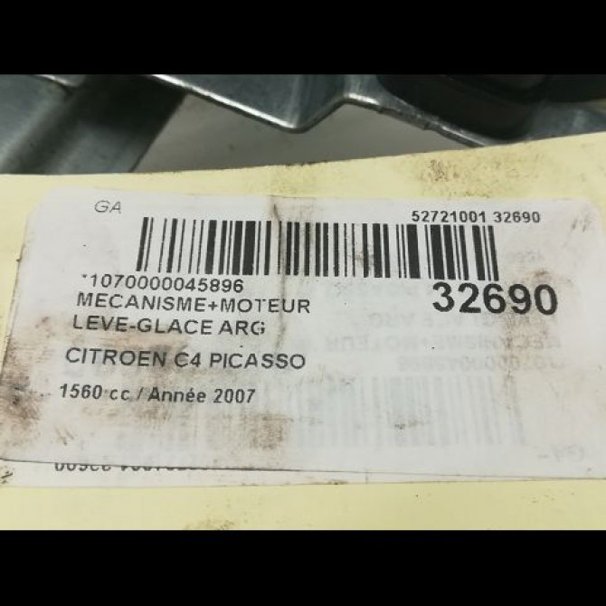 Mecanisme+moteur leve-glace arg occasion CITROEN C4 PICASSO I Phase 1 01-2007->10-2013 1.6 HDi 16v 110ch 9223C1 5