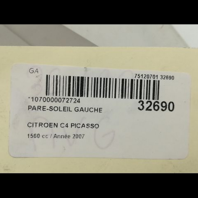 Pare-soleil gauche occasion CITROEN C4 PICASSO I Phase 1 01-2007->10-2013 1.6 HDi 16v 110ch 8143XG 3