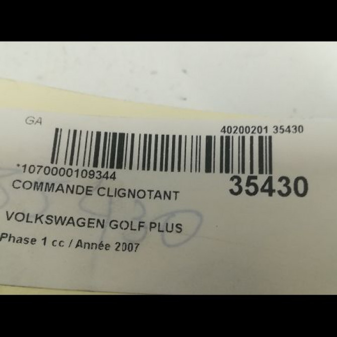 Commande clignotant occasion VOLKSWAGEN GOLF PLUS Phase 1 03-2005->03-2009 1.9 TDI 105ch 3C8941431AXSH 3