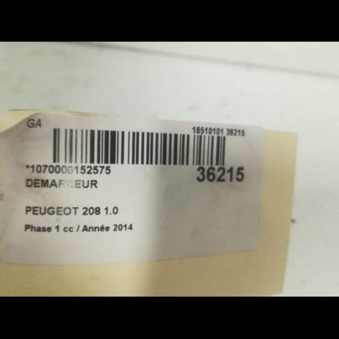 Démarreur occasion PEUGEOT 208 208 Phase 1 2012-03-01->2015-09-30 1.0 PURETECH 68ch 9688477380 3