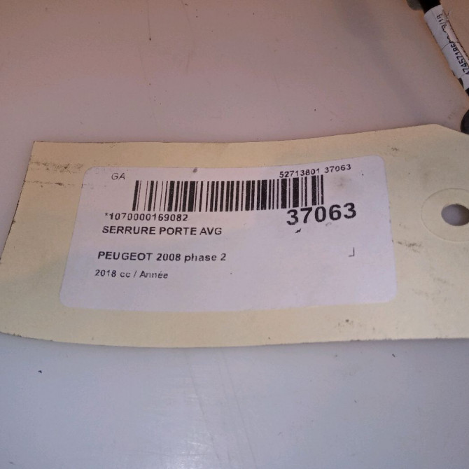 Serrure porte avg occasion PEUGEOT 2008 phase 2 06-2016->... 9812500880 4