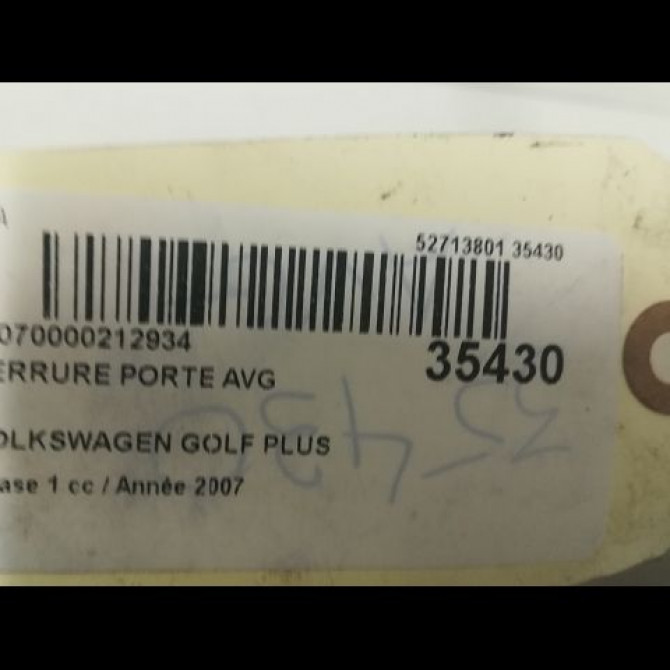 Serrure porte avg occasion VOLKSWAGEN GOLF PLUS Phase 1 03-2005->03-2009 1.9 TDI 105ch 3D1837015AP 4