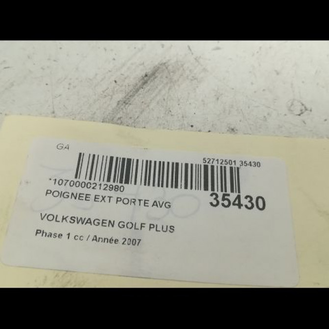 Poignee ext porte avg occasion VOLKSWAGEN GOLF PLUS Phase 1 03-2005->03-2009 1.9 TDI 105ch 1K5837205GRU 3