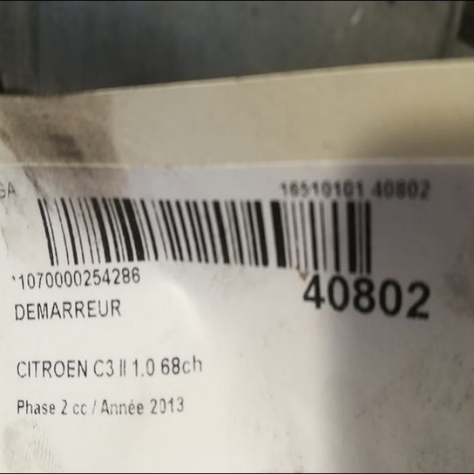 Démarreur occasion CITROEN C3 II Phase 2 03-2013->12-2016 1.0 68ch 9688477380 4