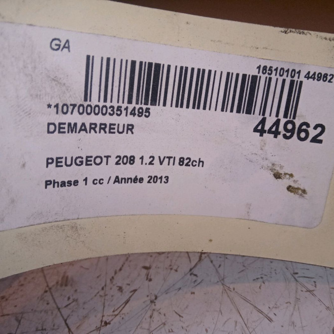 Démarreur occasion PEUGEOT 208 208 Phase 1 2012-03-01->2015-09-30 1.2 VTI 82ch 9688477380 6