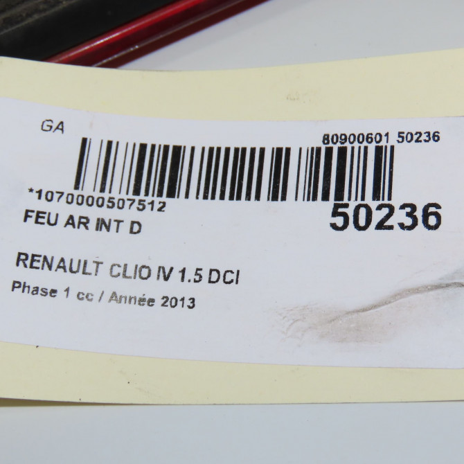 Feu arrière intérieur droit occasion RENAULT CLIO IV Phase 1 07-2012->... 1.5 DCI 90ch 265505796R 4