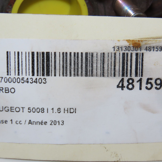 Turbo occasion PEUGEOT 5008 I Phase 1 11-2009->12-2013 1.6 HDI 110ch 375P7 7