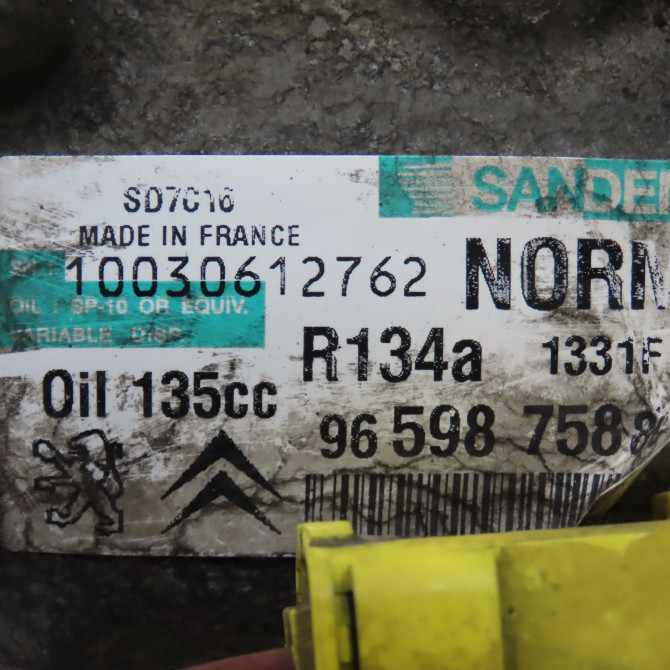 Compresseur air conditionne occasion PEUGEOT 307 Phase 2 SW 06-2005->07-2008 1.6HDi 16v FAP 110ch 9825868180 7