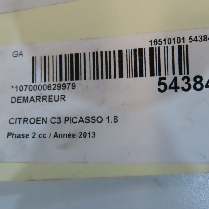 Démarreur occasion CITROEN C3 PICASSO Phase 2 09-2012->... 1.6 HDI 90ch 5802AE 7