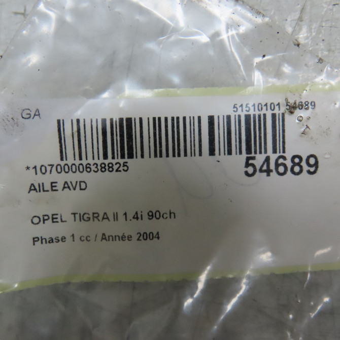 Aile avant droite occasion OPEL TIGRA II Phase 1 09-2004->... 1.4i 90ch 93164003 5