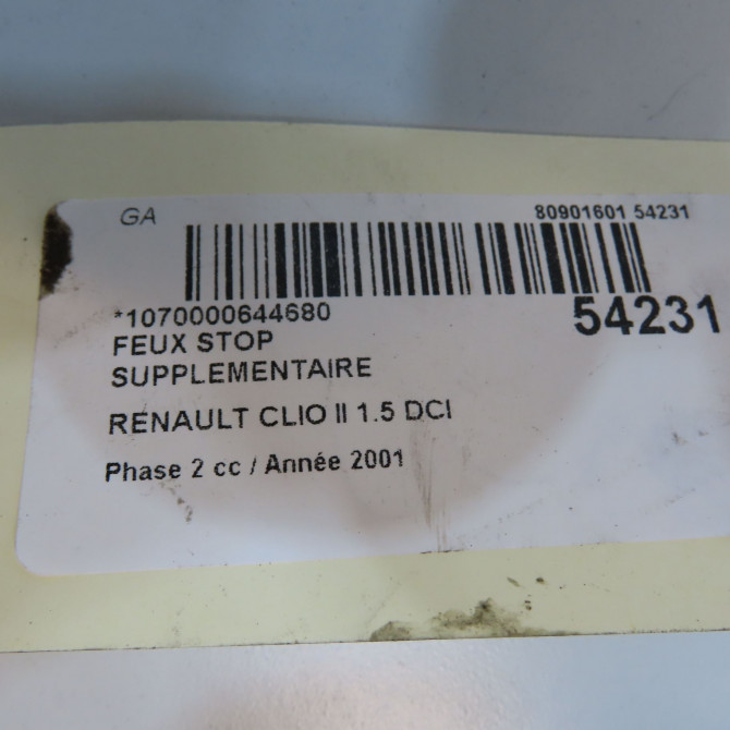 Feux stop supplementaire occasion RENAULT CLIO II Phase 2 06-2001->07-2006 1.5 DCI 65ch 7700844706 6