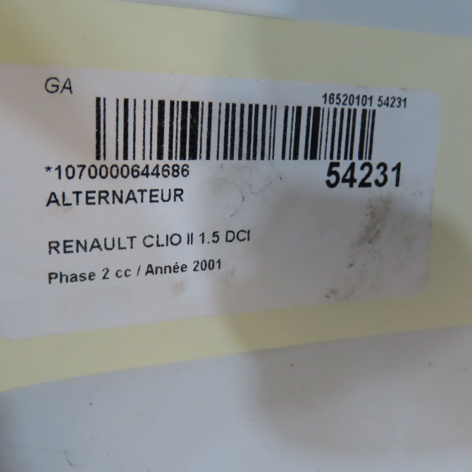 Alternateur occasion RENAULT CLIO II Phase 2 06-2001->07-2006 1.5 DCI 65ch 8200537415 6