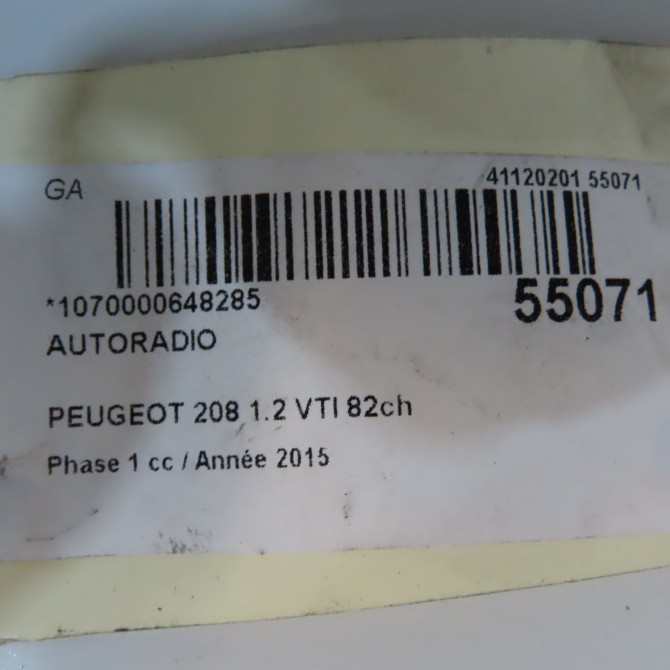 Autoradio occasion PEUGEOT 208 208 Phase 1 2012-03-01->2015-09-30 1.2 VTI 82ch 1613466680 7