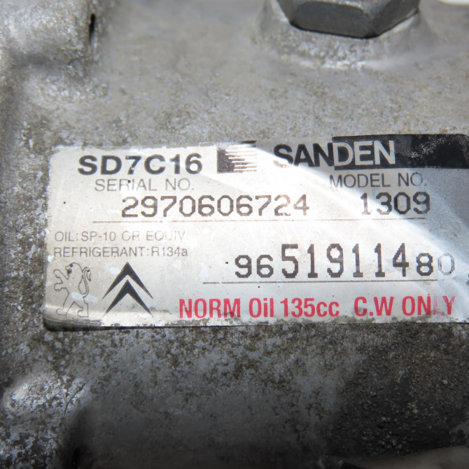 Compresseur air conditionne occasion CITROEN C4 PICASSO I Phase 1 01-2007->10-2013 1.6 HDi 16v 110ch 9825868180 6