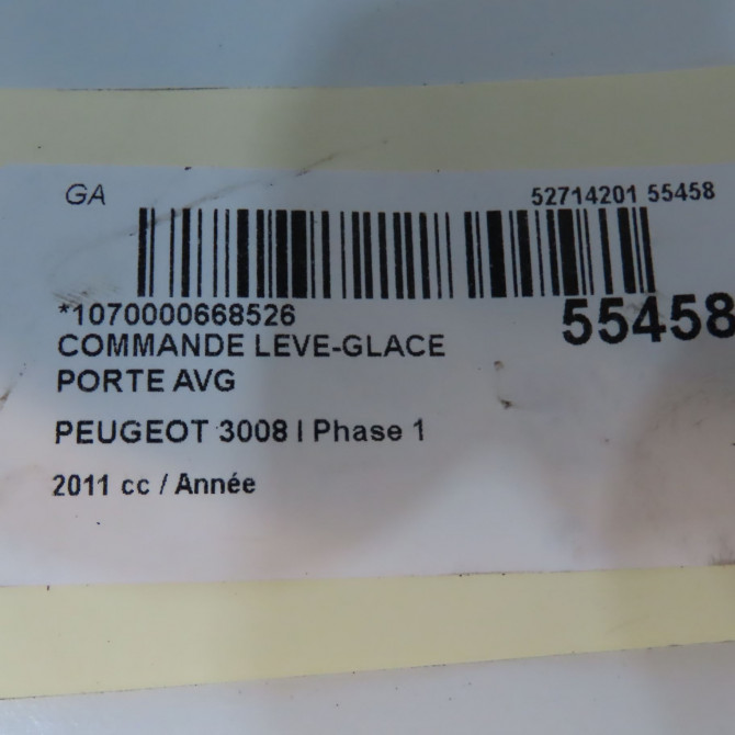 Commande lève-glace porte avant gauche occasion PEUGEOT 3008 I Phase 1 04-2009->12-2013 6490X6 7