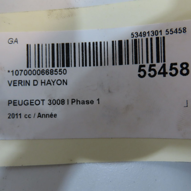 Verin droit hayon occasion PEUGEOT 3008 I Phase 1 04-2009->12-2013 8731T4 4