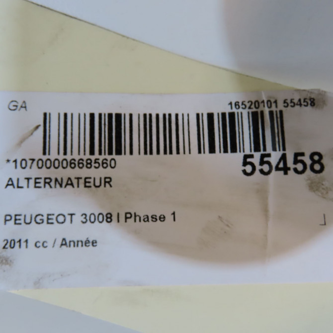 Alternateur occasion PEUGEOT 3008 I Phase 1 04-2009->12-2013 5705PA 8