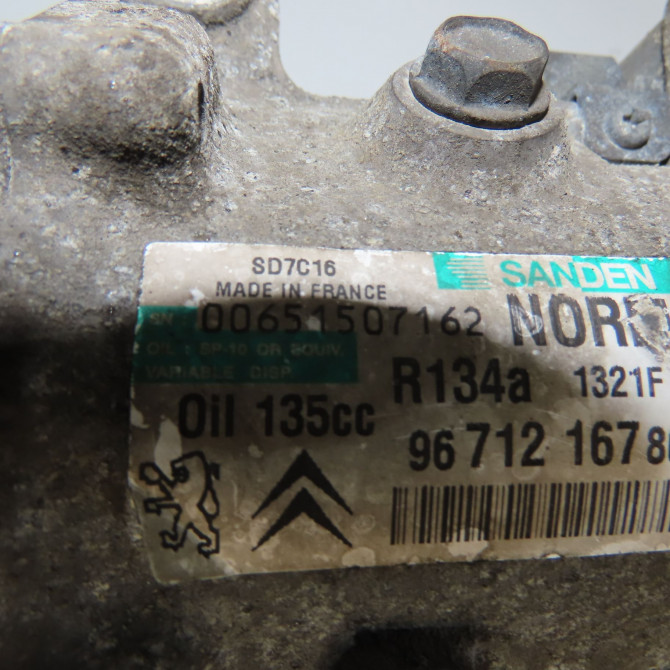 Compresseur air conditionne occasion PEUGEOT 3008 I Phase 1 04-2009->12-2013 9825868180 7