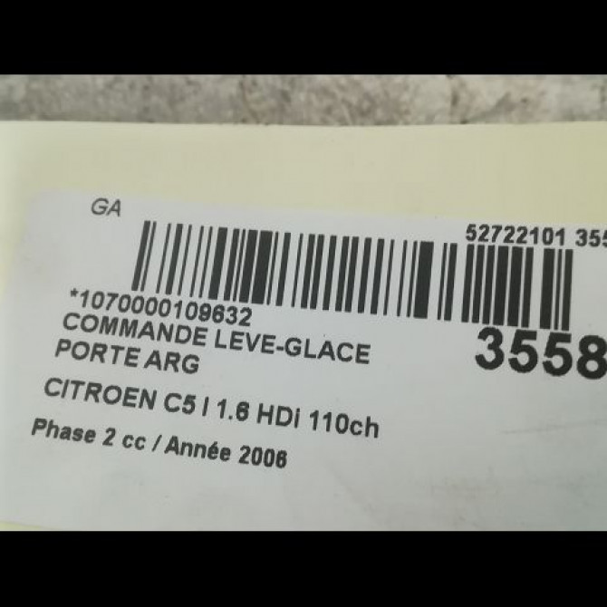 Commande leve-glace porte arrière gauche occasion CITROEN C5 I Phase 2 09-2004->06-2008 1.6 HDi 110ch 6554HN 3