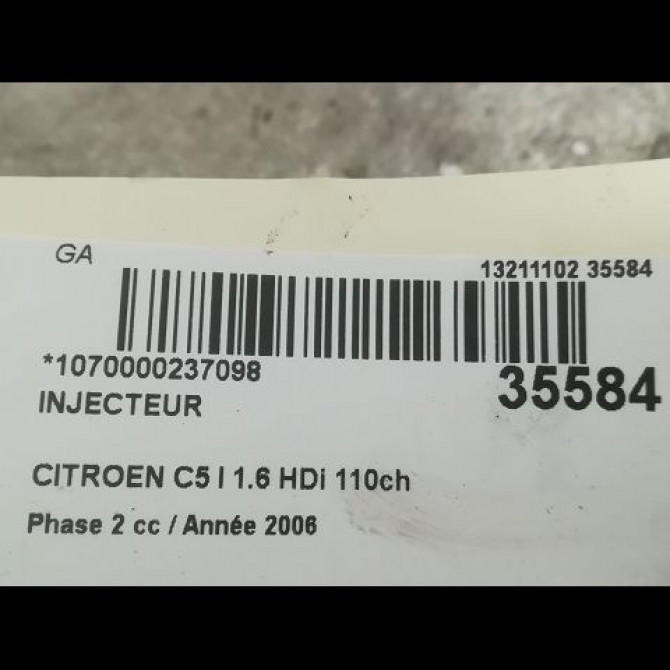 Injecteur occasion CITROEN C5 I Phase 2 09-2004->06-2008 1.6 HDi 110ch 3