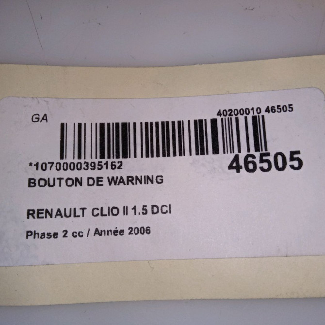 Bouton de warning occasion RENAULT CLIO II Phase 2 06-2001->07-2006 1.5 DCI 70ch 8200634256 5
