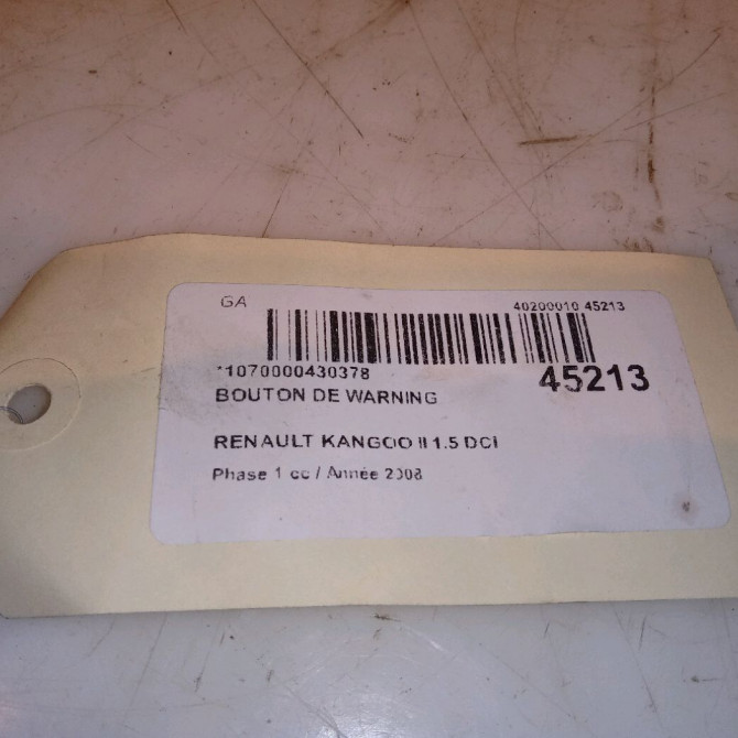 Bouton de warning occasion RENAULT KANGOO II Phase 1 01-2008->03-2013 1.5 DCI 85ch 252105246R 4